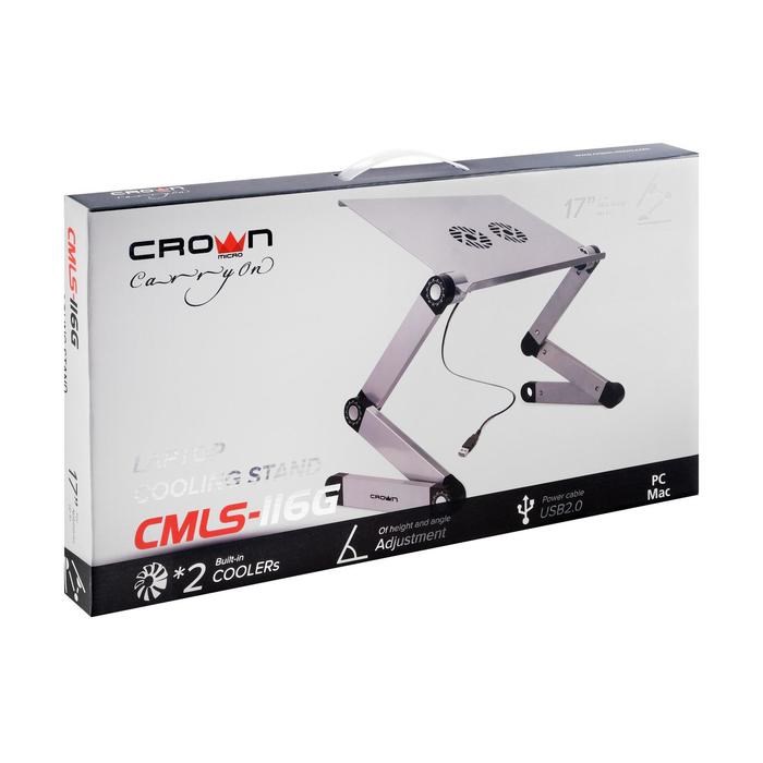 Подставка для ноутбука Crown CMLS-116G, до 17", 2 кулера, высота до 48 см, серебристая - фото 51386172 Подставка для ноутбука Crown CMLS-116G, до 17", 2 кулера, высота до 48 см, серебристая - фото 51386172