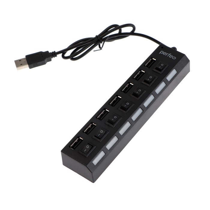 Разветвитель USB (Hub) Perfeo H033, 7 портов, USB 2.0, чёрный - фото 51386329 Разветвитель USB (Hub) Perfeo H033, 7 портов, USB 2.0, чёрный - фото 51386329