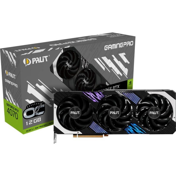 Видеокарта Palit GAMINGPRO OC, RTX 4070 12 Гб, GDDR6Х, HDMI, DP - фото 51386675 Видеокарта Palit GAMINGPRO OC, RTX 4070 12 Гб, GDDR6Х, HDMI, DP - фото 51386675