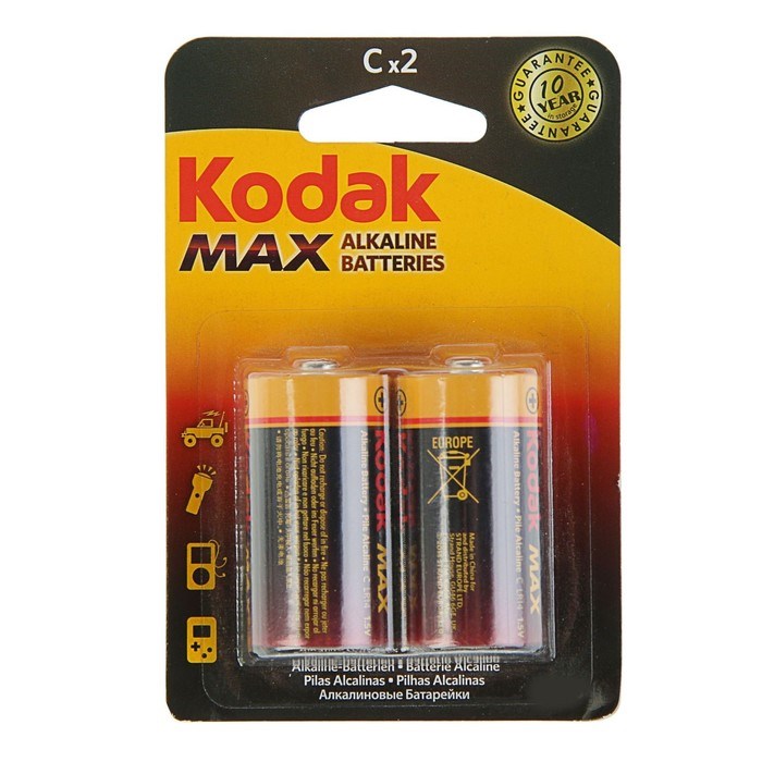Батарейка алкалиновая Kodak Max, C, LR14-2BL, 1.5В, блистер, 2 шт. - фото 51386739 Батарейка алкалиновая Kodak Max, C, LR14-2BL, 1.5В, блистер, 2 шт. - фото 51386739