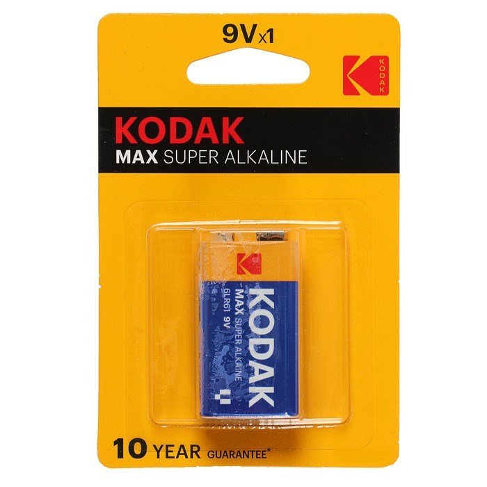 Батарейка алкалиновая Kodak Max, 6LR61-1BL, 9В, крона, блистер, 1 шт. - фото 51386744 Батарейка алкалиновая Kodak Max, 6LR61-1BL, 9В, крона, блистер, 1 шт. - фото 51386744