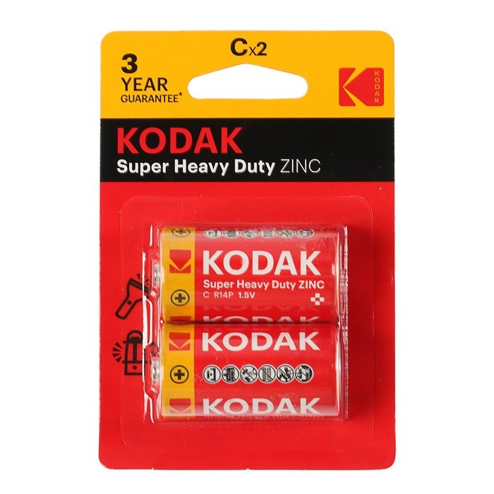 Батарейка солевая Kodak Extra Heavy Duty, C, R14-2BL, 1.5В, блистер, 2 шт. - фото 51386750 Батарейка солевая Kodak Extra Heavy Duty, C, R14-2BL, 1.5В, блистер, 2 шт. - фото 51386750