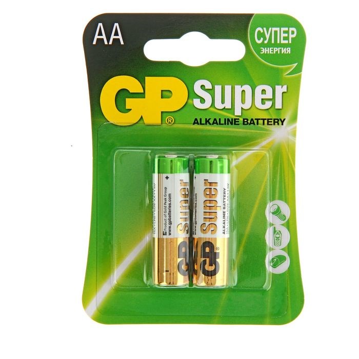 Батарейка алкалиновая GP Super, AA, LR6-2BL, 1.5В, блистер, 2 шт. - фото 51386768 Батарейка алкалиновая GP Super, AA, LR6-2BL, 1.5В, блистер, 2 шт. - фото 51386768