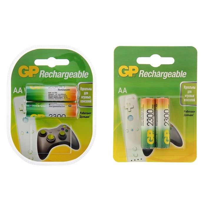 Аккумулятор GP, Ni-Mh, AA, HR6-2BL, 1.2В, 2300 мАч, блистер, 2 шт. - фото 51386782 Аккумулятор GP, Ni-Mh, AA, HR6-2BL, 1.2В, 2300 мАч, блистер, 2 шт. - фото 51386782
