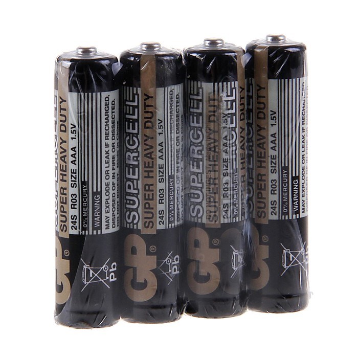 Батарейка солевая GP Supercell Super Heavy Duty, AAA, R03-4S, 1.5В, спайка, 4 шт. - фото 51386787 Батарейка солевая GP Supercell Super Heavy Duty, AAA, R03-4S, 1.5В, спайка, 4 шт. - фото 51386787
