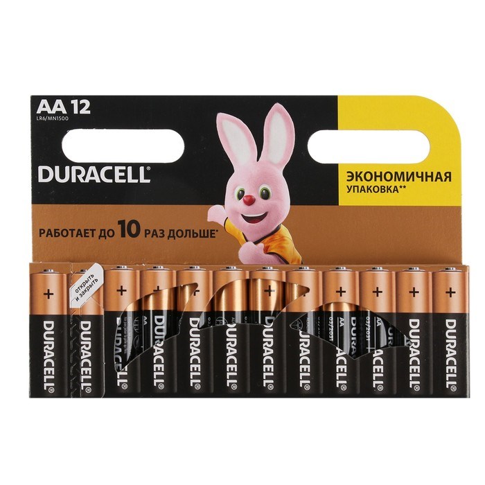 Батарейка алкалиновая Duracell Basic, AA, LR6-12BL, 1.5В, блистер, 12 шт. - фото 51386801 Батарейка алкалиновая Duracell Basic, AA, LR6-12BL, 1.5В, блистер, 12 шт. - фото 51386801