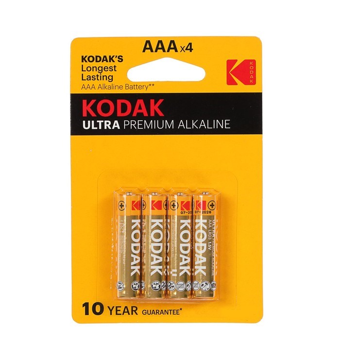 Батарейка алкалиновая Kodak Ultra, AAA, LR03-4BL, 1.5В, блистер, 4 шт. - фото 51386809 Батарейка алкалиновая Kodak Ultra, AAA, LR03-4BL, 1.5В, блистер, 4 шт. - фото 51386809