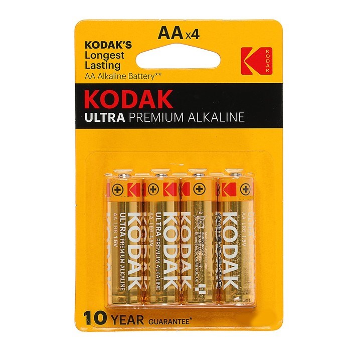 Батарейка алкалиновая Kodak Ultra, AA, LR6-4BL, 1.5В, блистер, 4 шт. - фото 51386812 Батарейка алкалиновая Kodak Ultra, AA, LR6-4BL, 1.5В, блистер, 4 шт. - фото 51386812