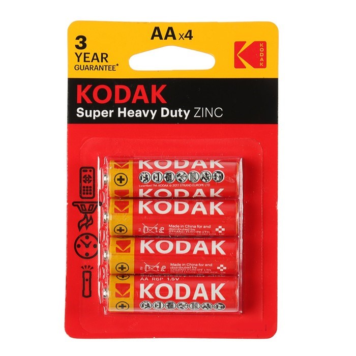 Батарейка солевая Kodak Extra Heavy Duty, AA, R6-4BL, 1.5В, блистер, 4 шт. - фото 51386823 Батарейка солевая Kodak Extra Heavy Duty, AA, R6-4BL, 1.5В, блистер, 4 шт. - фото 51386823