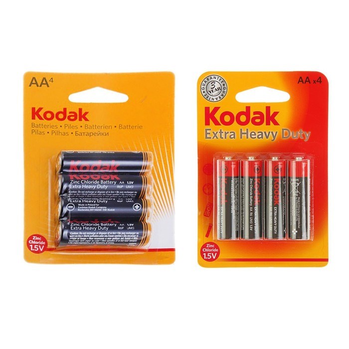 Батарейка солевая Kodak Extra Heavy Duty, AA, R6-4BL, 1.5В, блистер, 4 шт. - фото 51386826 Батарейка солевая Kodak Extra Heavy Duty, AA, R6-4BL, 1.5В, блистер, 4 шт. - фото 51386826