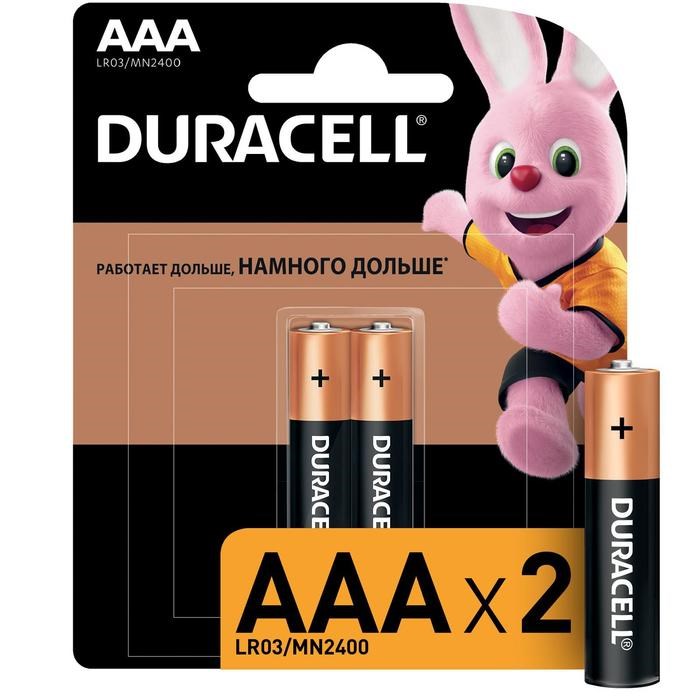 Батарейка алкалиновая Duracell Basic, AAA, LR03-2BL, 1.5В, блистер, 2 шт. - фото 51386834 Батарейка алкалиновая Duracell Basic, AAA, LR03-2BL, 1.5В, блистер, 2 шт. - фото 51386834