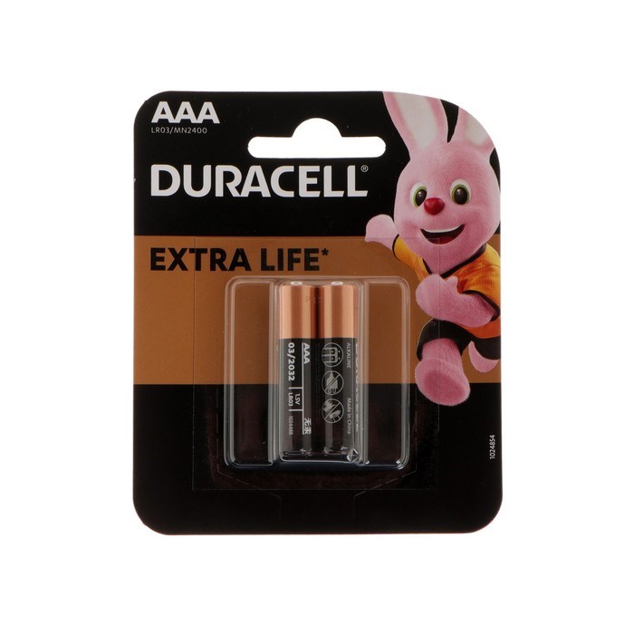 Батарейка алкалиновая Duracell Basic, AAA, LR03-2BL, 1.5В, блистер, 2 шт. - фото 51386840 Батарейка алкалиновая Duracell Basic, AAA, LR03-2BL, 1.5В, блистер, 2 шт. - фото 51386840