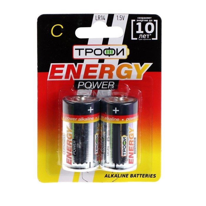 Батарейка алкалиновая "Трофи" Alkaline, С, LR14-2BL, 1.5В, блистер, 2 шт. - фото 51386869 Батарейка алкалиновая "Трофи" Alkaline, С, LR14-2BL, 1.5В, блистер, 2 шт. - фото 51386869