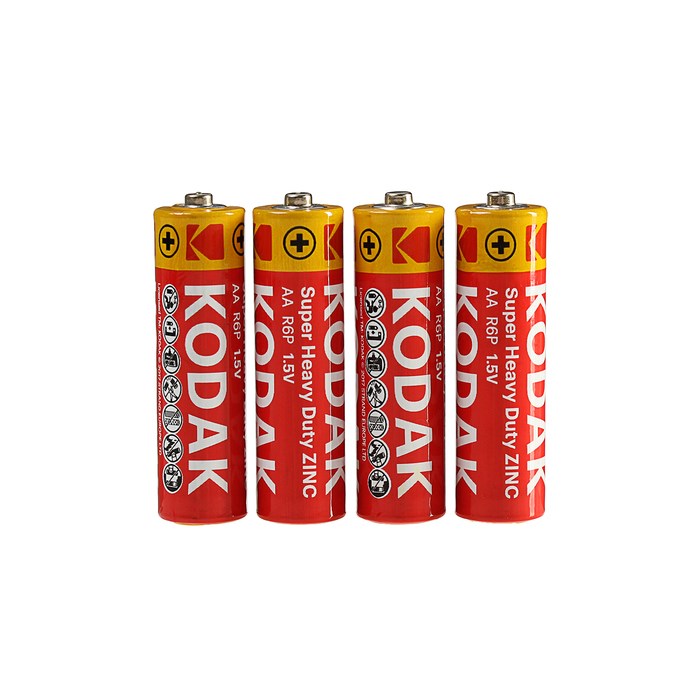Батарейка солевая Kodak Super Heavy Duty, AA, R6-4S, 1.5В, спайка, 4 шт. - фото 51386873 Батарейка солевая Kodak Super Heavy Duty, AA, R6-4S, 1.5В, спайка, 4 шт. - фото 51386873