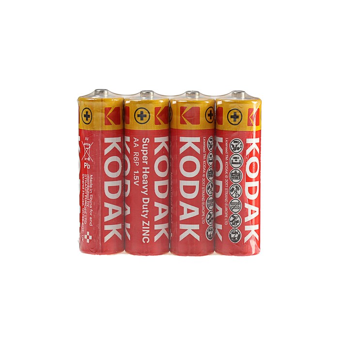 Батарейка солевая Kodak Super Heavy Duty, AA, R6-4S, 1.5В, спайка, 4 шт. - фото 51386874 Батарейка солевая Kodak Super Heavy Duty, AA, R6-4S, 1.5В, спайка, 4 шт. - фото 51386874