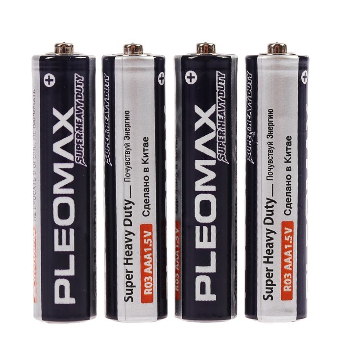 Батарейка солевая Pleomax Super Heavy Duty, AAA, R03-4S, 1.5В, спайка, 4 шт. - фото 51386875 Батарейка солевая Pleomax Super Heavy Duty, AAA, R03-4S, 1.5В, спайка, 4 шт. - фото 51386875