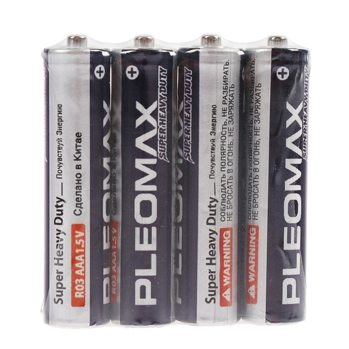 Батарейка солевая Pleomax Super Heavy Duty, AAA, R03-4S, 1.5В, спайка, 4 шт. - фото 51386876 Батарейка солевая Pleomax Super Heavy Duty, AAA, R03-4S, 1.5В, спайка, 4 шт. - фото 51386876