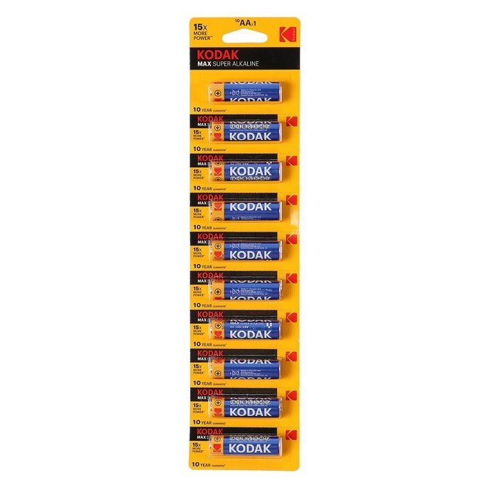 Батарейка алкалиновая Kodak Max, AA, LR6-10BL, 1.5В, отрывной блистер, 10 шт. - фото 51386877 Батарейка алкалиновая Kodak Max, AA, LR6-10BL, 1.5В, отрывной блистер, 10 шт. - фото 51386877