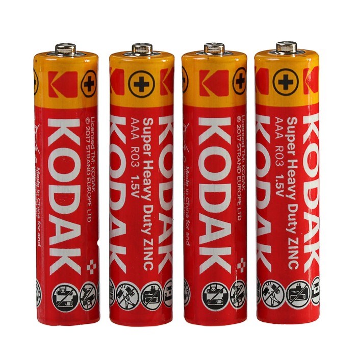 Батарейка солевая Kodak Extra Heavy Duty, AAA, R03-4S, 1.5В, спайка, 4 шт. - фото 51386927 Батарейка солевая Kodak Extra Heavy Duty, AAA, R03-4S, 1.5В, спайка, 4 шт. - фото 51386927