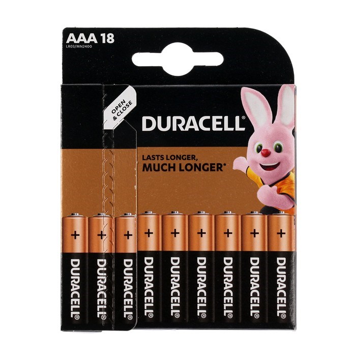Батарейка алкалиновая Duracell Basic, AAA, LR03-18BL, 1.5В, блистер, 18 шт. - фото 51386943 Батарейка алкалиновая Duracell Basic, AAA, LR03-18BL, 1.5В, блистер, 18 шт. - фото 51386943
