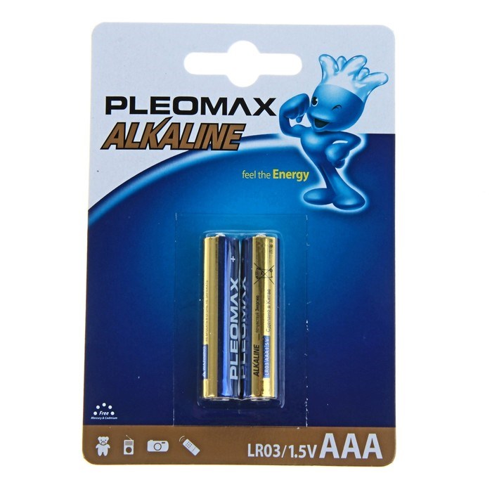 Батарейка алкалиновая Pleomax, AAA, LR03-2BL, 1.5В, блистер, 2 шт. - фото 51386945 Батарейка алкалиновая Pleomax, AAA, LR03-2BL, 1.5В, блистер, 2 шт. - фото 51386945