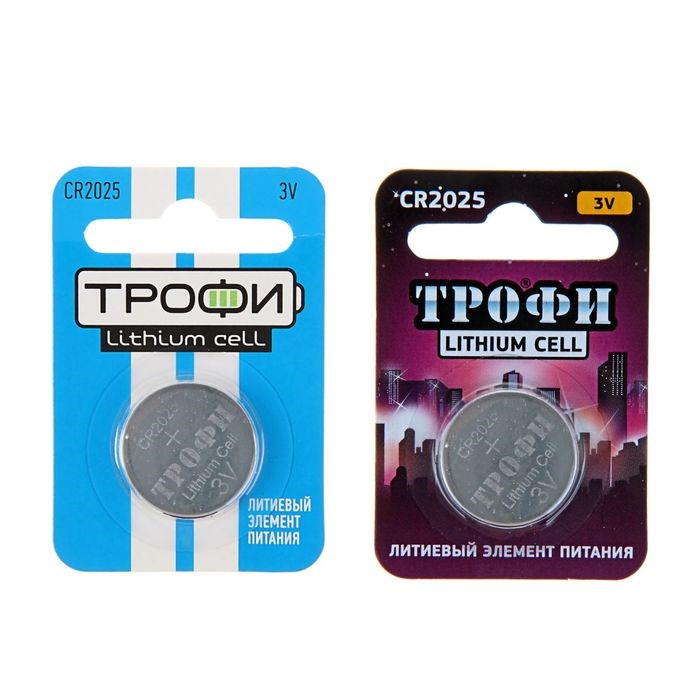 Батарейка литиевая "Трофи", CR2025-1BL, 3В, блистер, 1 шт. - фото 51386987 Батарейка литиевая "Трофи", CR2025-1BL, 3В, блистер, 1 шт. - фото 51386987