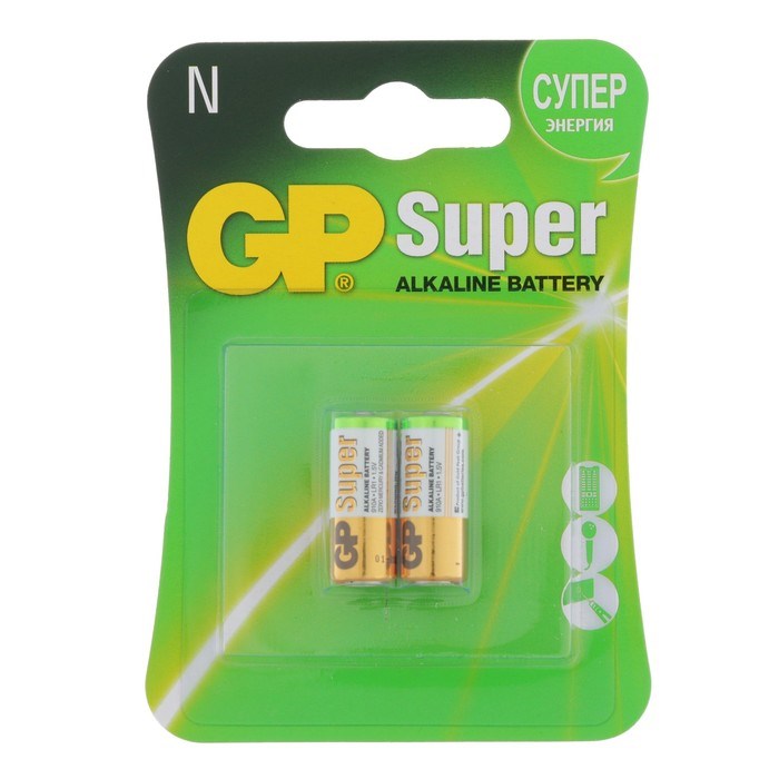 Батарейка алкалиновая GP Super, LR1 (910A)-2BL, 1.5В, блистер, 2 шт. - фото 51387060 Батарейка алкалиновая GP Super, LR1 (910A)-2BL, 1.5В, блистер, 2 шт. - фото 51387060
