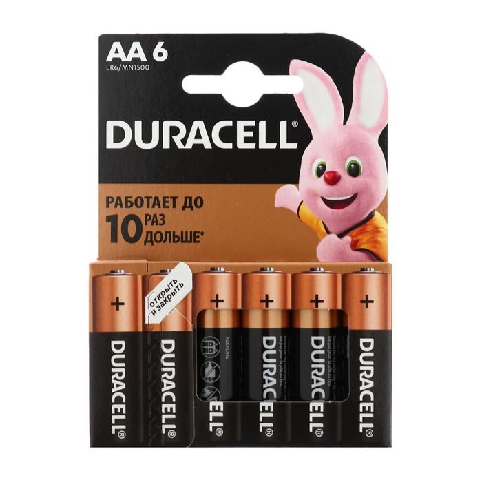 Батарейка алкалиновая Duracell Basic, AA, LR6-6BL, 1.5В, блистер, 6 шт. - фото 51387094 Батарейка алкалиновая Duracell Basic, AA, LR6-6BL, 1.5В, блистер, 6 шт. - фото 51387094