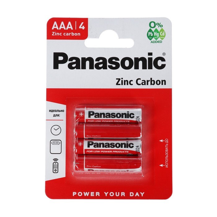 Батарейка солевая Panasonic Zinc Carbon, AAA, R03-4BL, 1.5В, блистер, 4 шт. - фото 51387112 Батарейка солевая Panasonic Zinc Carbon, AAA, R03-4BL, 1.5В, блистер, 4 шт. - фото 51387112