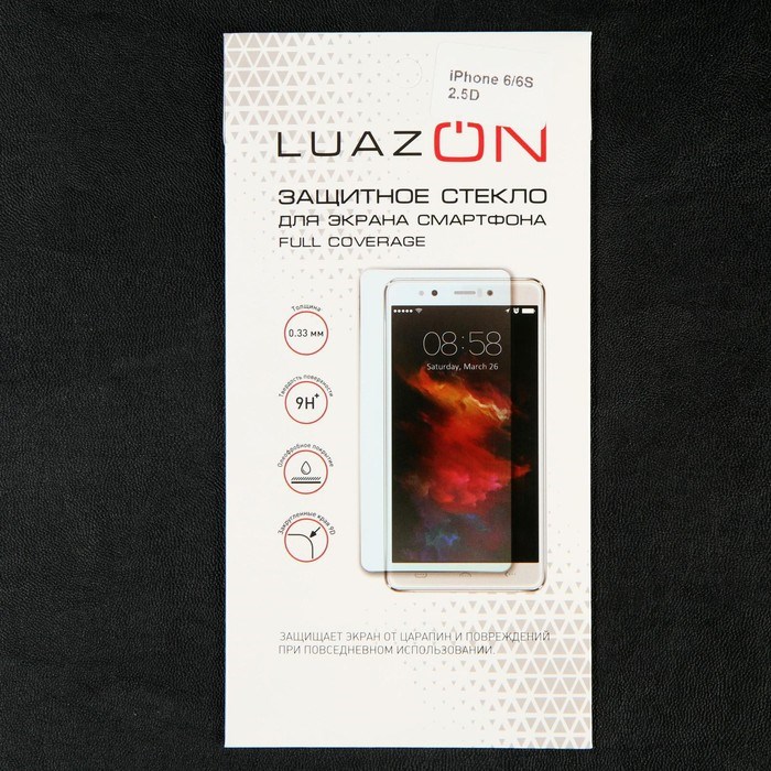 Защитное стекло 2.5D Luazon для iPhone 6/6S, полный клей - фото 51387139 Защитное стекло 2.5D Luazon для iPhone 6/6S, полный клей - фото 51387139