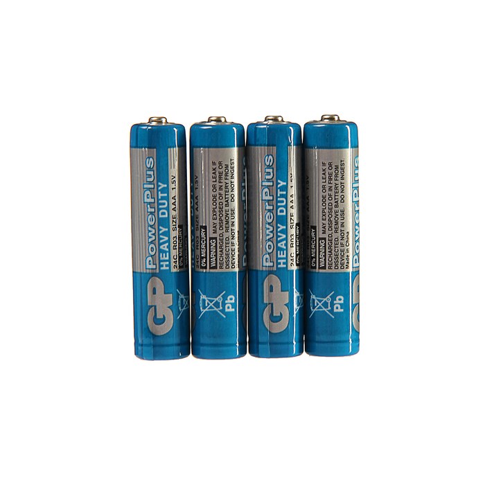 Батарейка солевая GP PowerPlus Heavy Duty, AAA, R03-4S, 1.5В, спайка, 4 шт. - фото 51387227 Батарейка солевая GP PowerPlus Heavy Duty, AAA, R03-4S, 1.5В, спайка, 4 шт. - фото 51387227