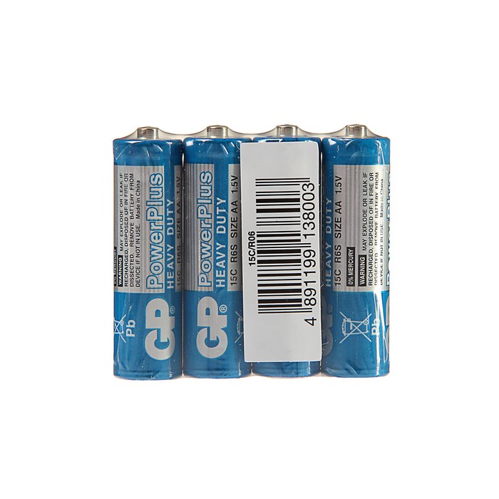 Батарейка солевая GP PowerPlus Heavy Duty, AA, R6-4S, 1.5В, спайка, 4 шт. - фото 51387230 Батарейка солевая GP PowerPlus Heavy Duty, AA, R6-4S, 1.5В, спайка, 4 шт. - фото 51387230