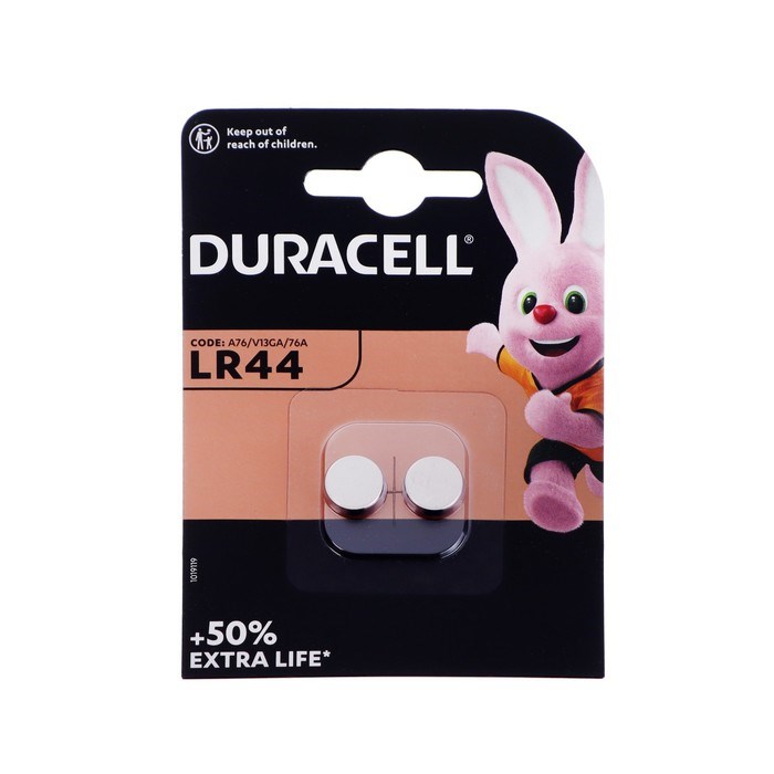 Батарейка алкалиновая Duracell, LR44 (А76, KA76, V13GA)-2BL, 1.5В, блистер, 2 шт. - фото 51387264 Батарейка алкалиновая Duracell, LR44 (А76, KA76, V13GA)-2BL, 1.5В, блистер, 2 шт. - фото 51387264