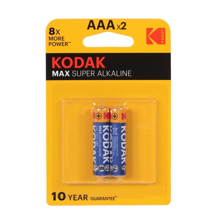 Батарейка алкалиновая Kodak Max, AAA, LR03-2BL, 1.5В, блистер, 2 шт. - фото 51387343 Батарейка алкалиновая Kodak Max, AAA, LR03-2BL, 1.5В, блистер, 2 шт. - фото 51387343