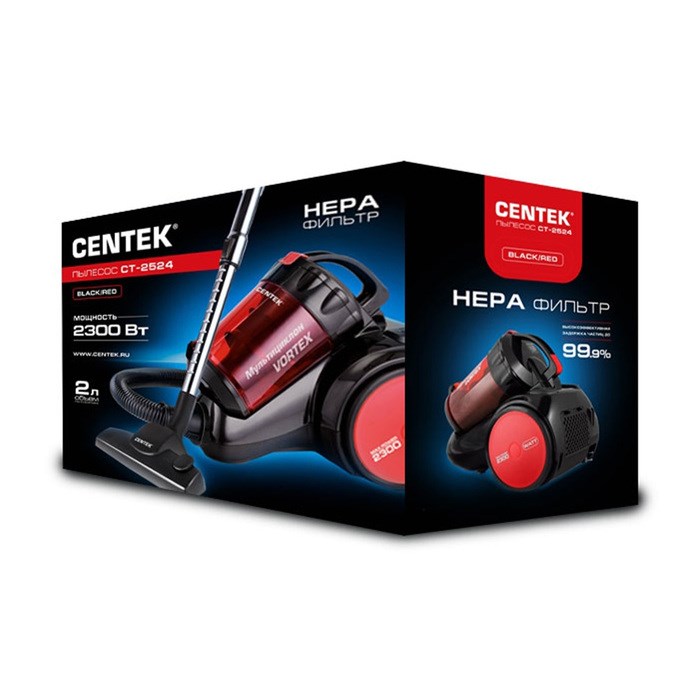 Пылесос Centek CT-2524, 2300/420 Вт, 2 л, чёрно-красный - фото 51387379 Пылесос Centek CT-2524, 2300/420 Вт, 2 л, чёрно-красный - фото 51387379
