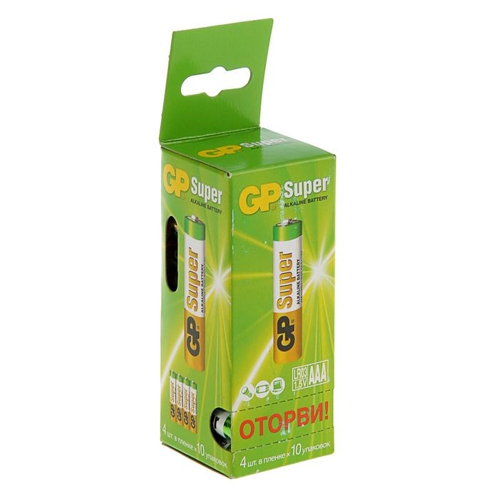 Батарейка алкалиновая GP Super, AAA, LR03-40BOX, 1.5В, набор 40 шт. - фото 51387454 Батарейка алкалиновая GP Super, AAA, LR03-40BOX, 1.5В, набор 40 шт. - фото 51387454