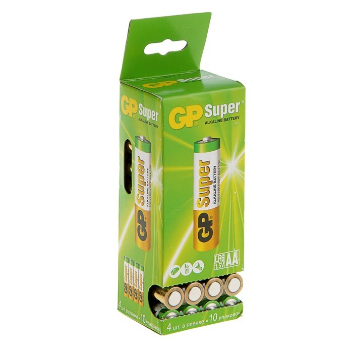 Батарейка алкалиновая GP Super, AA, LR6-40BOX, 1.5В, набор, 40 шт. - фото 51387457 Батарейка алкалиновая GP Super, AA, LR6-40BOX, 1.5В, набор, 40 шт. - фото 51387457
