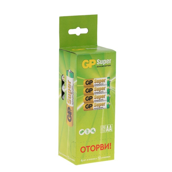 Батарейка алкалиновая GP Super, AA, LR6-40BOX, 1.5В, набор, 40 шт. - фото 51387458 Батарейка алкалиновая GP Super, AA, LR6-40BOX, 1.5В, набор, 40 шт. - фото 51387458