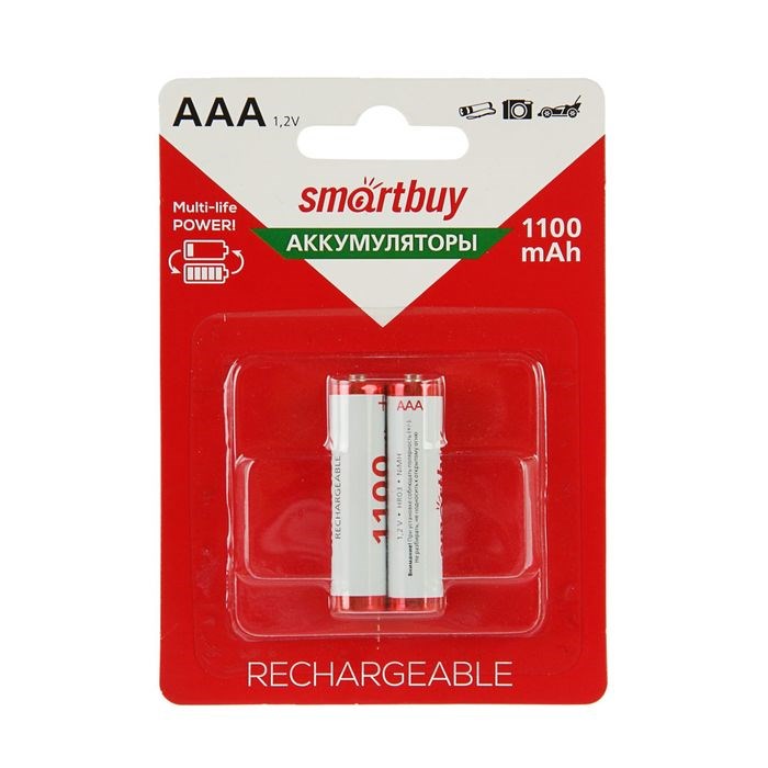 Аккумулятор Smartbuy, Ni-Mh, AAA, HR03-2BL, 1.2В, 1100 мАч, блистер, 2 шт. - фото 51387494 Аккумулятор Smartbuy, Ni-Mh, AAA, HR03-2BL, 1.2В, 1100 мАч, блистер, 2 шт. - фото 51387494