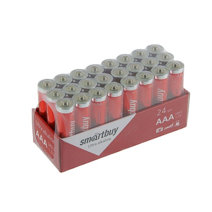 Батарейка алкалиновая Smartbuy Ultra, AAA, LR03-24BOX, 1.5В, набор 24 шт. - фото 51387507 Батарейка алкалиновая Smartbuy Ultra, AAA, LR03-24BOX, 1.5В, набор 24 шт. - фото 51387507