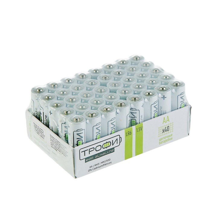 Батарейка алкалиновая "Трофи" Eco, AA, LR6-40BOX, 1.5В, набор 40 шт. - фото 51387544 Батарейка алкалиновая "Трофи" Eco, AA, LR6-40BOX, 1.5В, набор 40 шт. - фото 51387544