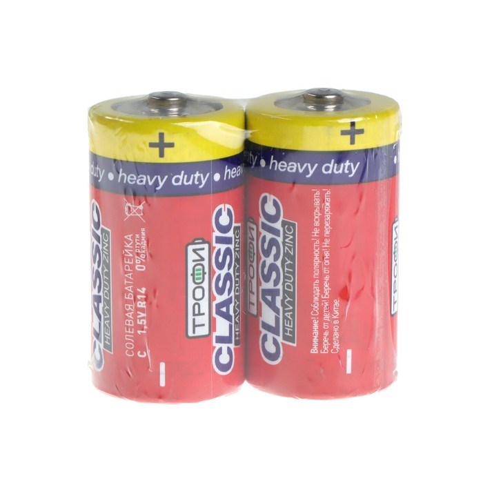 Батарейка солевая "Трофи" Heavy Duty, С, R14-2S, 1.5В, спайка, 2 шт. - фото 51387553 Батарейка солевая "Трофи" Heavy Duty, С, R14-2S, 1.5В, спайка, 2 шт. - фото 51387553