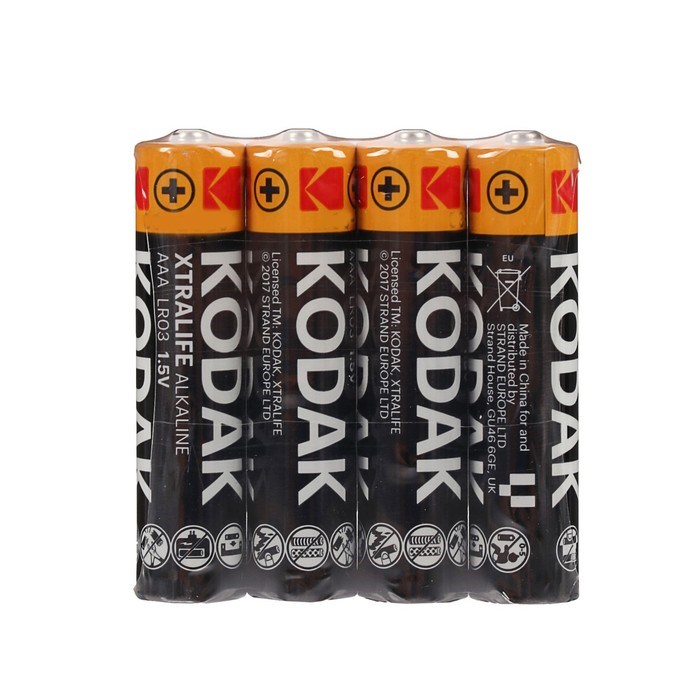 Батарейка алкалиновая Kodak Xtralife, AAA, LR03-4S, 1.5В, спайка, 4 шт. - фото 51387562 Батарейка алкалиновая Kodak Xtralife, AAA, LR03-4S, 1.5В, спайка, 4 шт. - фото 51387562