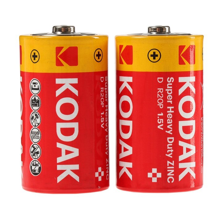 Батарейка солевая Kodak Super Heavy Duty, D, R20-2BL, 1.5В, блистер, 2 шт. - фото 51387564 Батарейка солевая Kodak Super Heavy Duty, D, R20-2BL, 1.5В, блистер, 2 шт. - фото 51387564