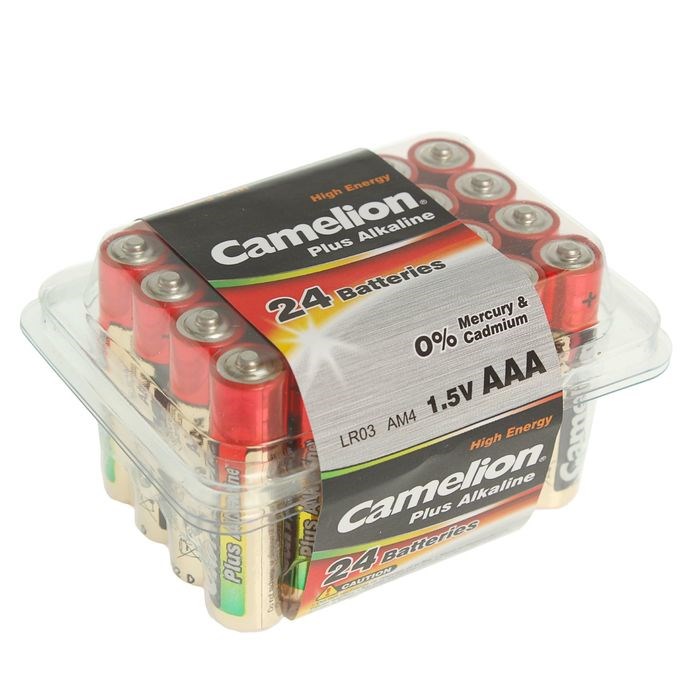 Батарейка алкалиновая Camelion Plus Alkaline, AAA, LR03-24BOX (LR03-PB24), 1.5В, набор 24 шт. - фото 51387613 Батарейка алкалиновая Camelion Plus Alkaline, AAA, LR03-24BOX (LR03-PB24), 1.5В, набор 24 шт. - фото 51387613