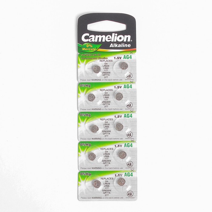 Батарейка алкалиновая Camelion Mercury Free, AG4 (377, LR626)-10BL, 1.5В, блистер, 10 шт. - фото 51387615 Батарейка алкалиновая Camelion Mercury Free, AG4 (377, LR626)-10BL, 1.5В, блистер, 10 шт. - фото 51387615