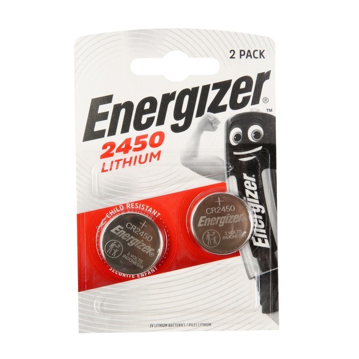 Батарейка литиевая Energizer, CR2450-2BL, 3В, блистер, 2 шт. - фото 51387623 Батарейка литиевая Energizer, CR2450-2BL, 3В, блистер, 2 шт. - фото 51387623