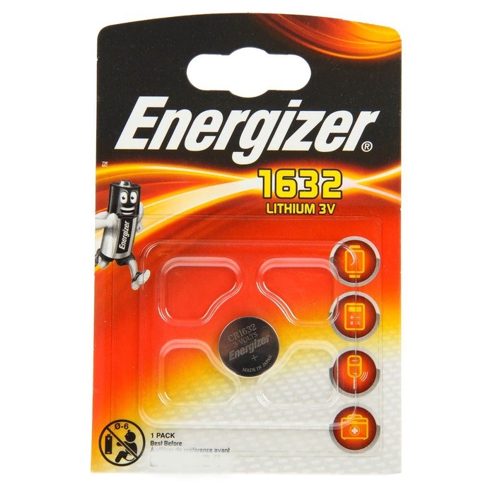 Батарейка литиевая Energizer, CR1632-1BL, 3В, блистер, 1 шт. - фото 51387637 Батарейка литиевая Energizer, CR1632-1BL, 3В, блистер, 1 шт. - фото 51387637