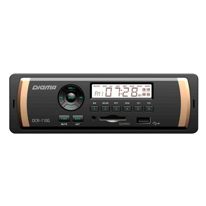Автомагнитола Digma DCR-110G, 1DIN, 4 x 45 Вт, AUX, SD/MMC, USB - фото 51387659 Автомагнитола Digma DCR-110G, 1DIN, 4 x 45 Вт, AUX, SD/MMC, USB - фото 51387659
