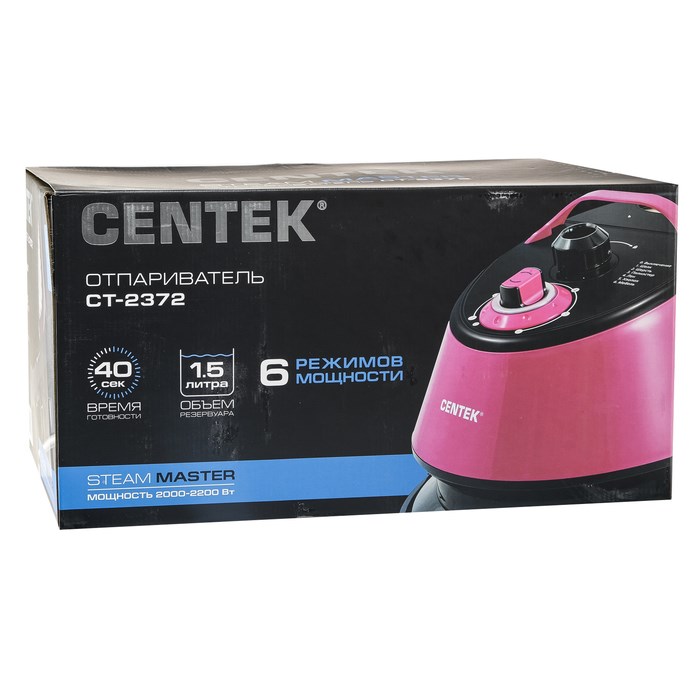 Отпариватель Centek CT-2372, напольный, 2200 Вт, 1500 мл, 45 г/мин, шнур 1.7 м, малиновый - фото 51387716 Отпариватель Centek CT-2372, напольный, 2200 Вт, 1500 мл, 45 г/мин, шнур 1.7 м, малиновый - фото 51387716